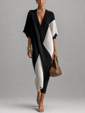 Ventura | Vestido Midi Bicolor Ébano y Marfil