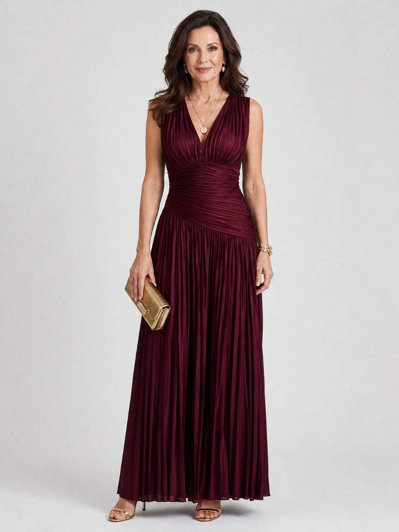 Leyre | Vestido Midi Plisado Escote V