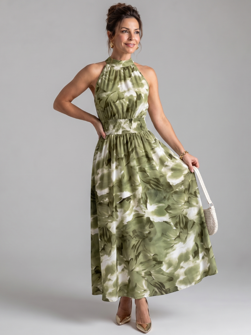 Julieta | Vestido Midi Estampado Abstracto