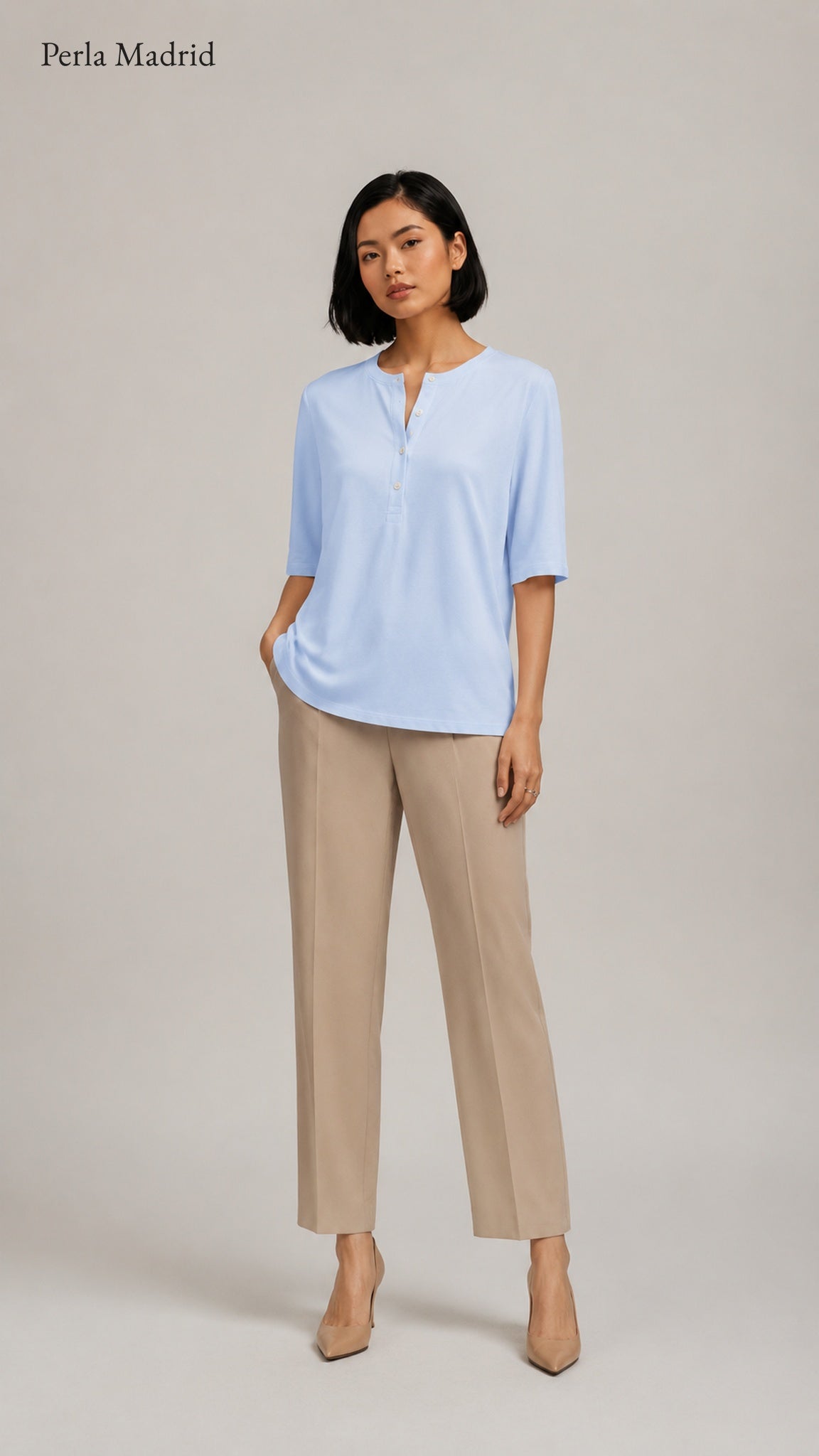 Carlota | Top Henley de algodón con detalle de botones