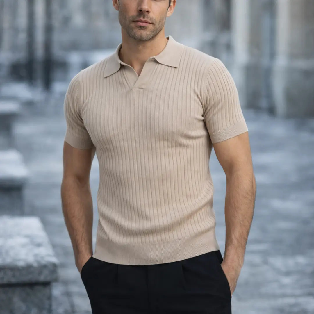 Ward | Polo de punto acanalado con cuello de pico