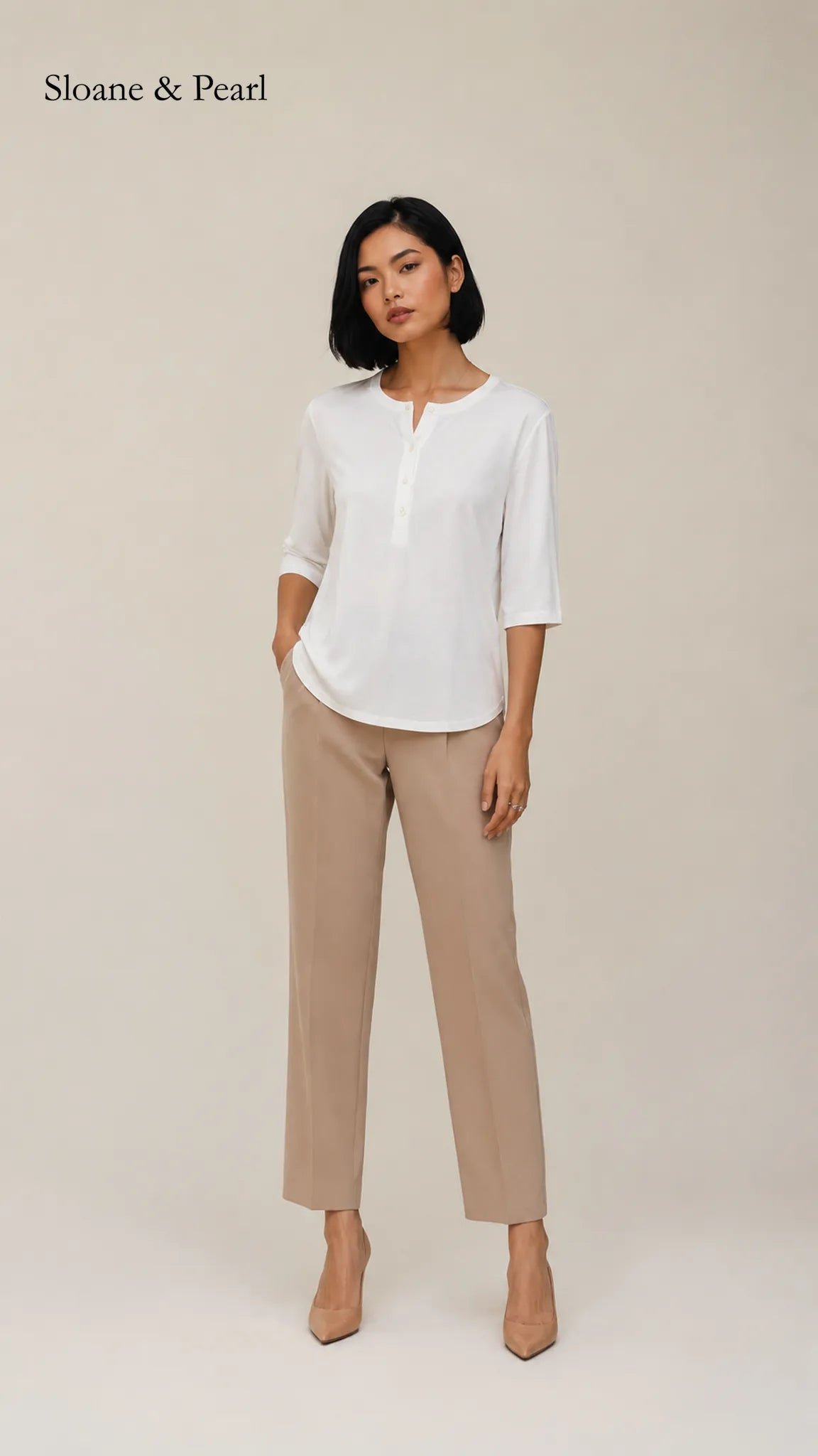 Liana | Top Henley de algodón con detalle de botones