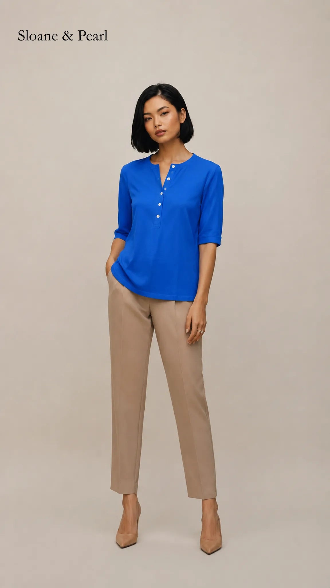 Liana | Top Henley de algodón con detalle de botones