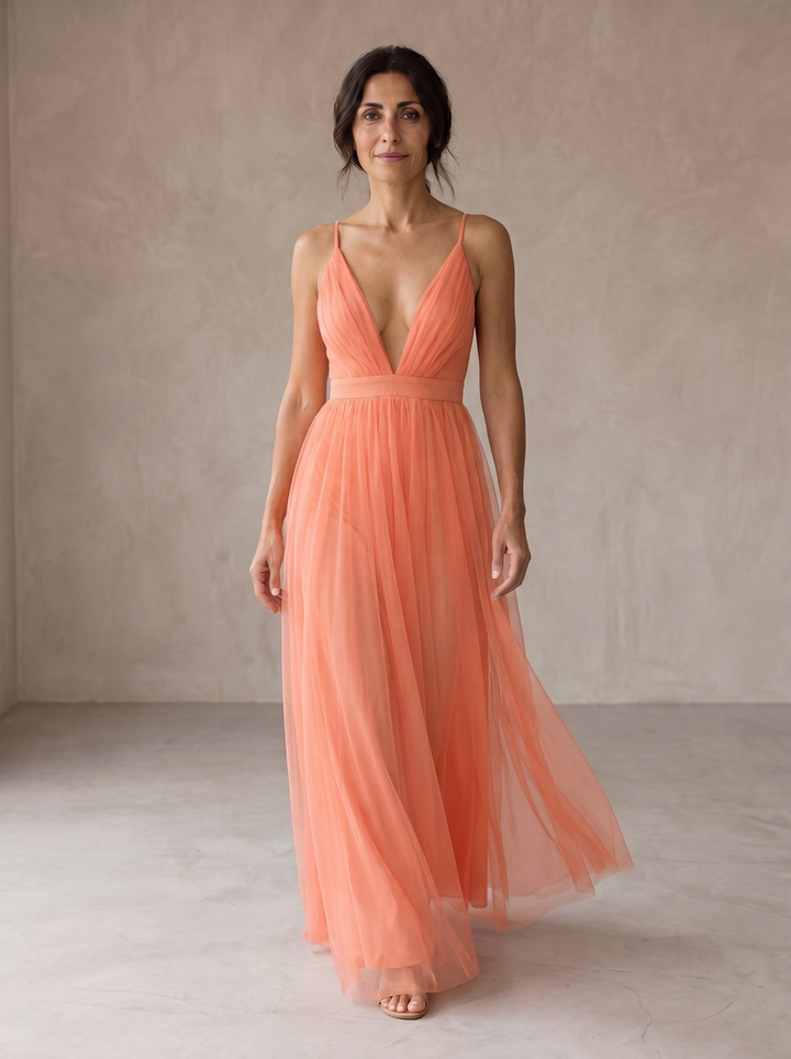 Ffion | Vestido maxi ligero coral