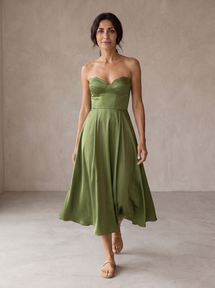 Clarissa | Vestido midi palabra de honor