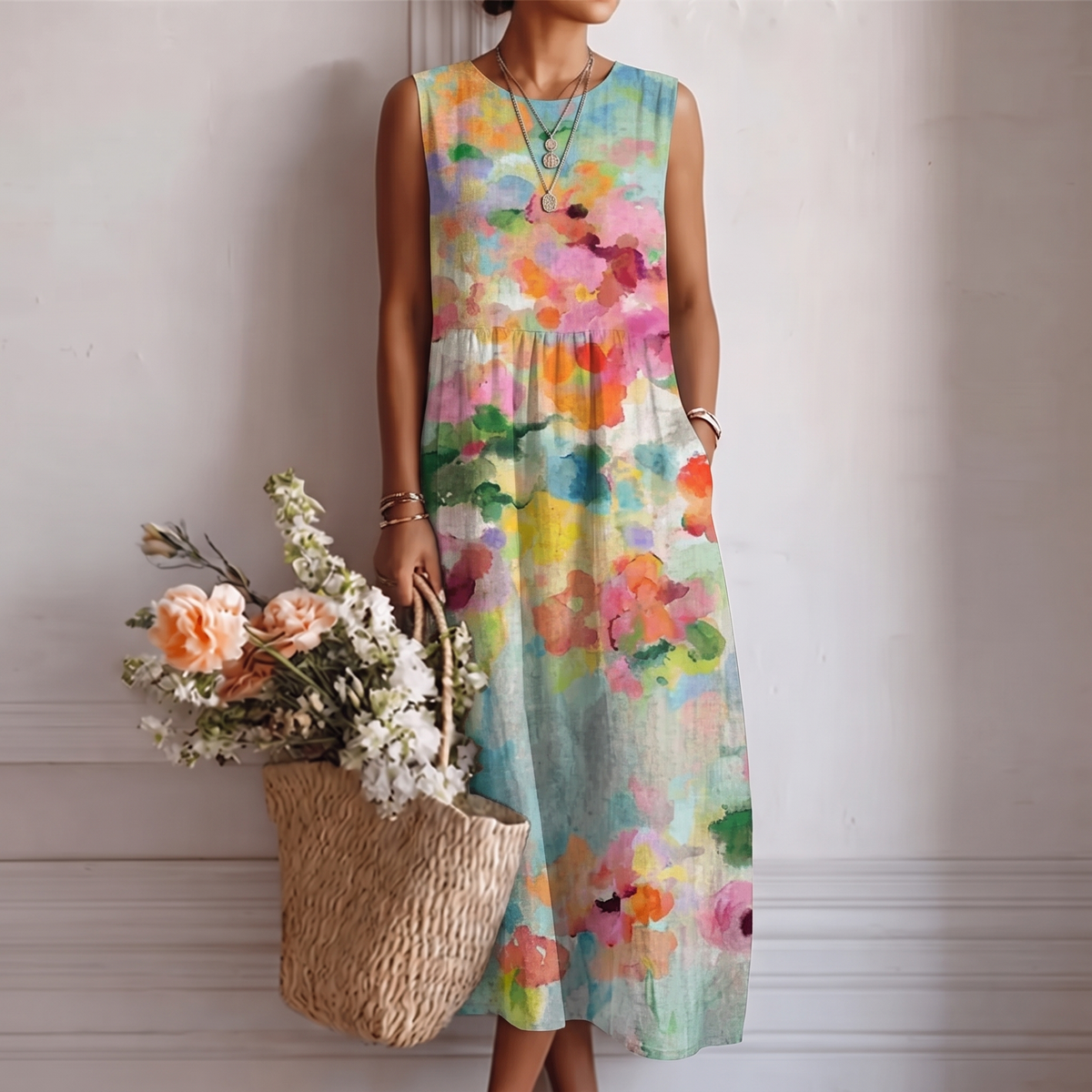 Arrate | Vestido Midi Multicolor Elegante