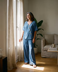 Simona | Conjunto Blusa Cuello V y Pantalón Palazzo