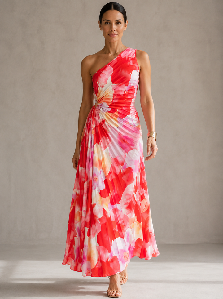 Demeter | Vestido maxi plisado de un solo hombro
