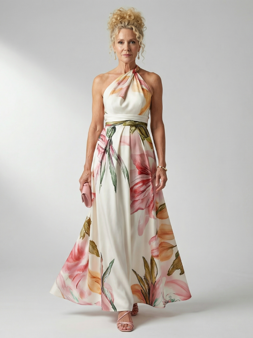 Isolda | Vestido Maxi Floral Halter