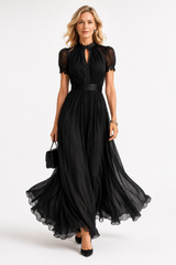 Micaela | Vestido Maxi Chiffon Negro