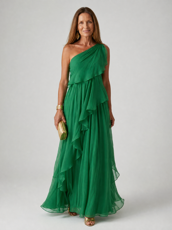 Alazne | Maxi Vestido Chifón Asimétrico