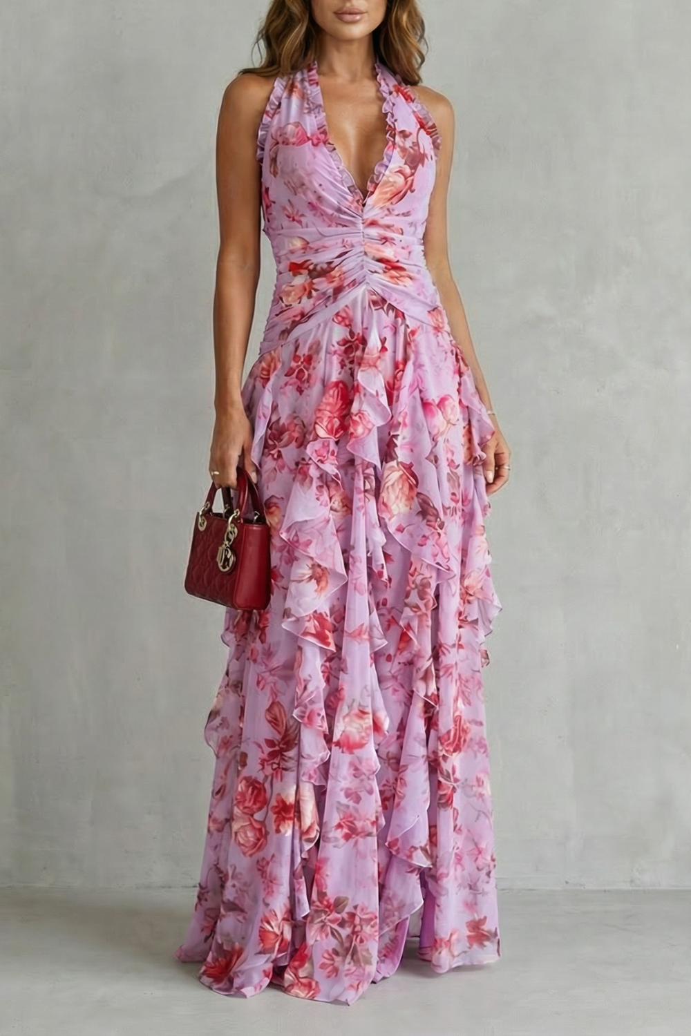 Cali | Vestido largo de rosas en cascada