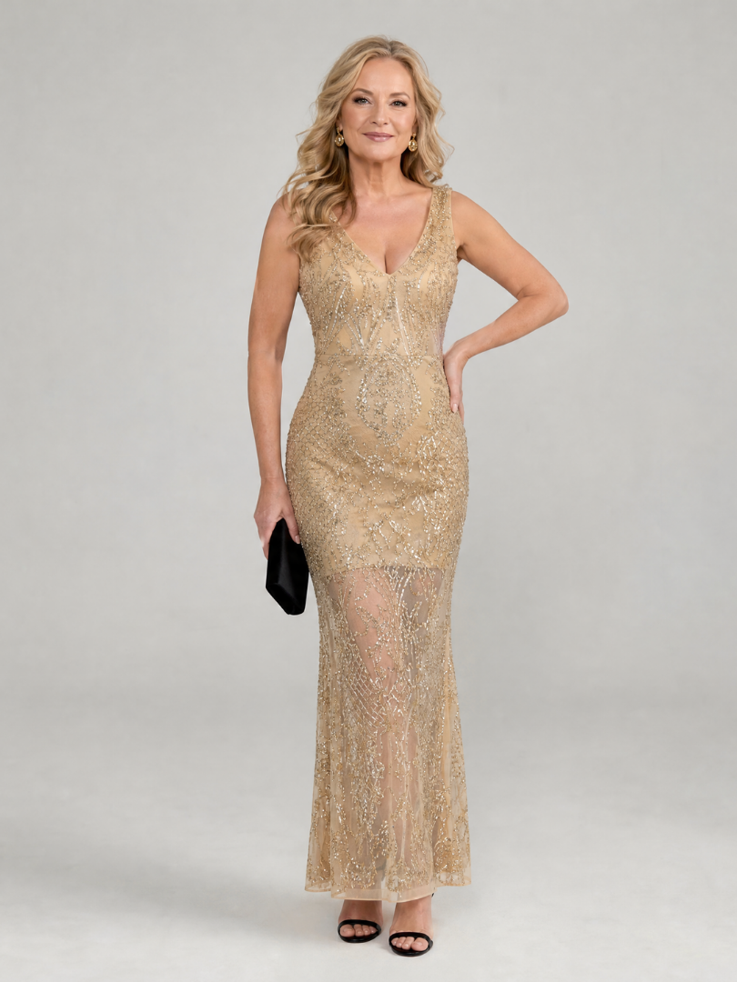 Asier | Vestido Midi Lentejuelas Transparente