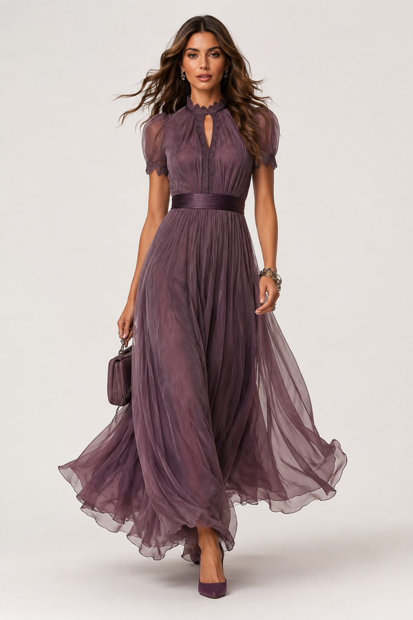 Gregoria | Vestido Maxi Chiffon Lila