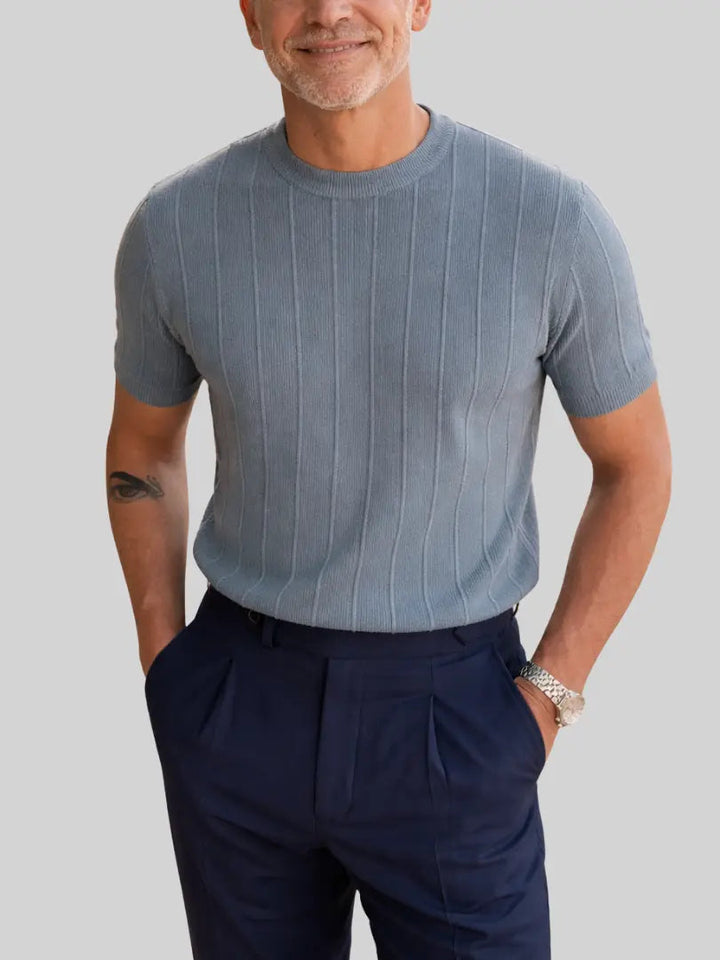 Keith | Camiseta acanalada de lino y algodón