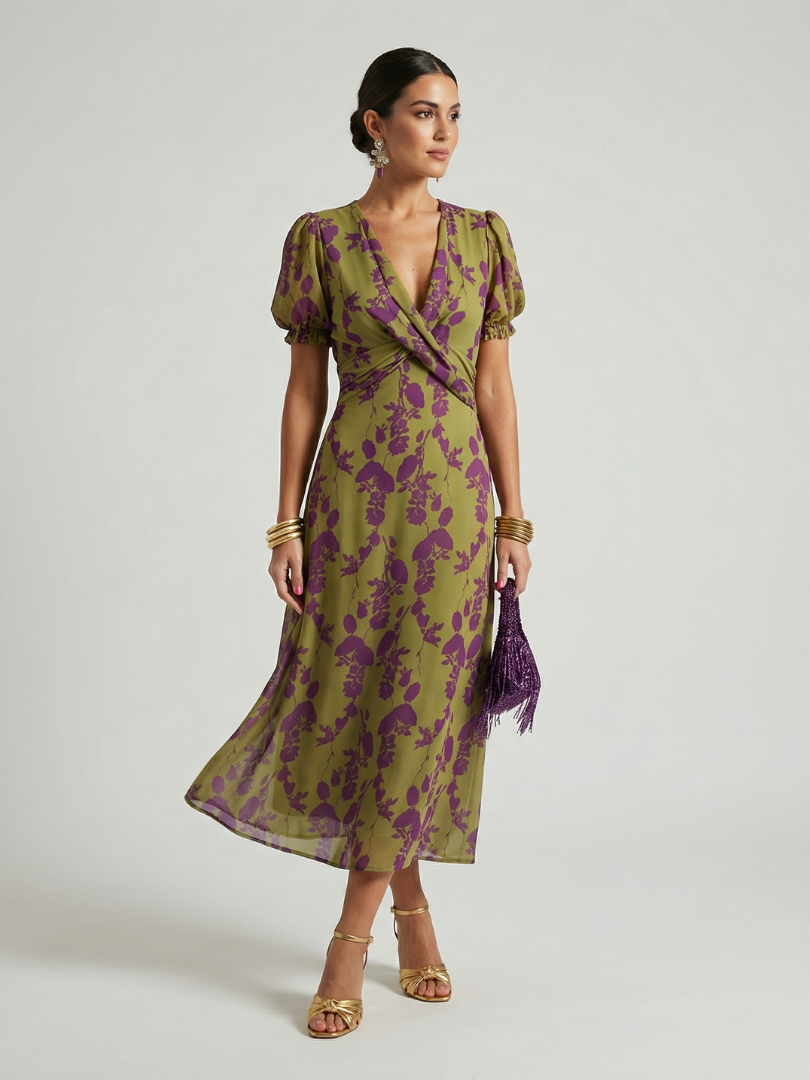 Sebastiana | Vestido Midi Floral Envolvente