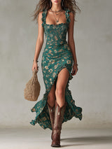 Vesna | Vestido midi boho con mangas de volantes