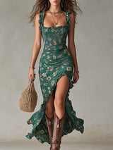 Vesna | Vestido midi boho con mangas de volantes