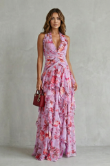 Cali | Vestido largo de rosas en cascada