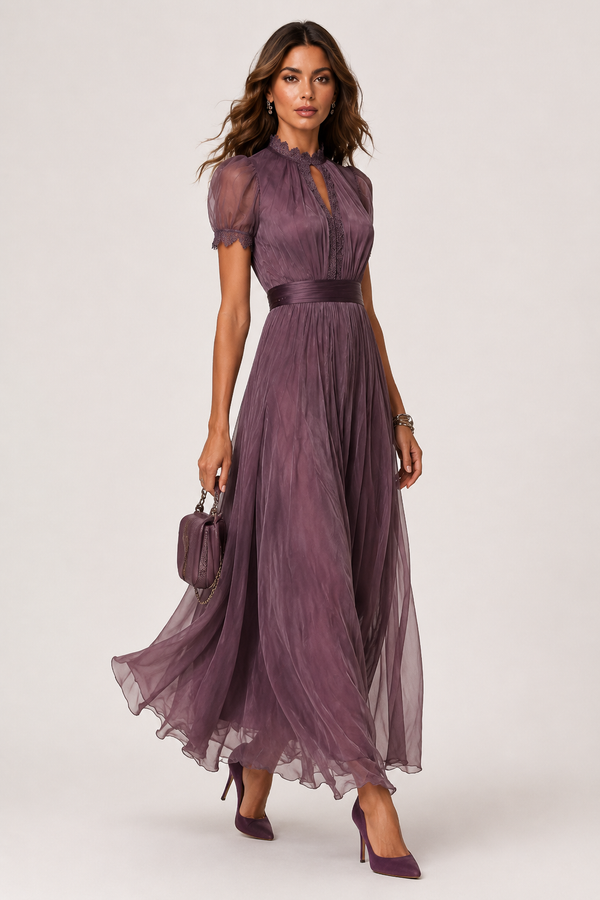 Gregoria | Vestido Maxi Chiffon Lila