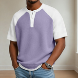 Javier | Camiseta Henley de punto gofrado con bloques de color