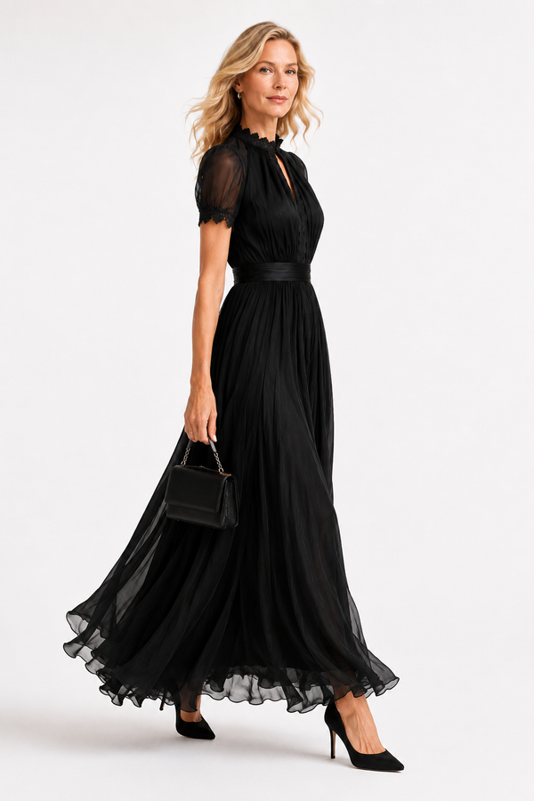 Micaela | Vestido Maxi Chiffon Negro