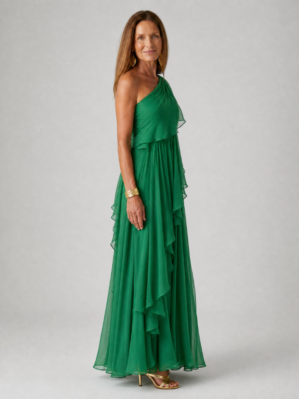 Alazne | Maxi Vestido Chifón Asimétrico