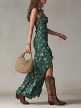 Vesna | Vestido midi boho con mangas de volantes
