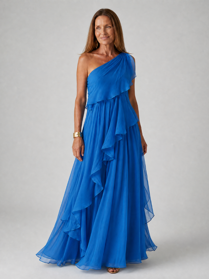 Chelo | Vestido Maxi Chifón Asimétrico