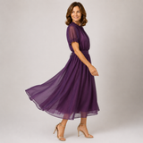 Felicity | Vestido largo de gasa con ribete de encaje
