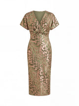 Kristen | Vestido midi de lino y seda en tono cobre