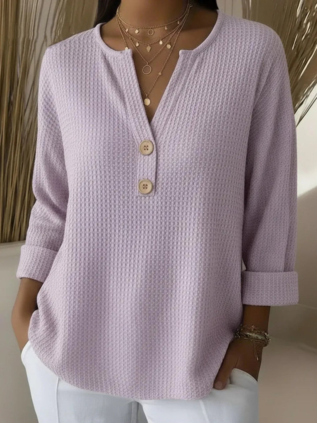Albertina | Top Henley Waffle Texturizado