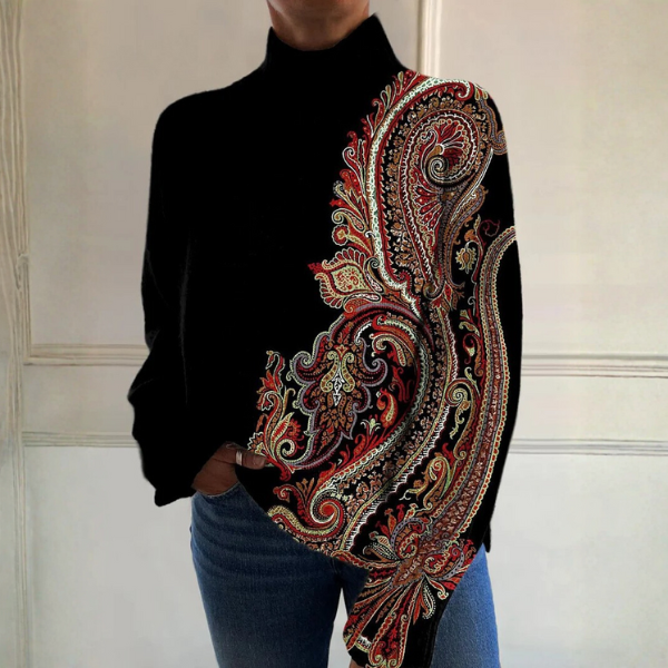 Ieltxu | Top Cuello Alto Paisley Ornamentado