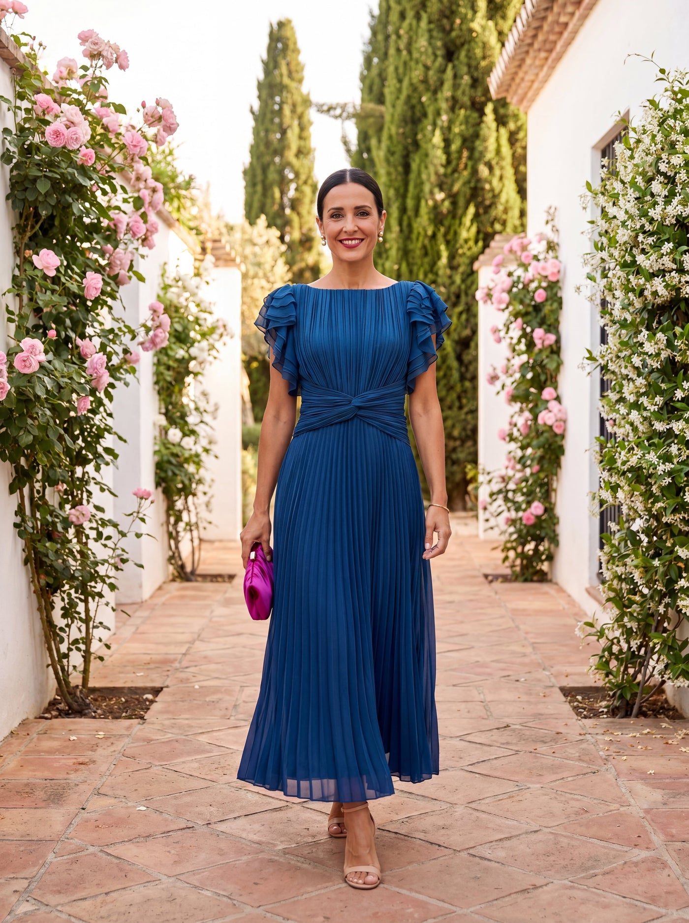 Sandra | Vestido maxi plisado fluido
