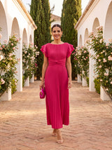Sandra | Vestido maxi plisado fluido