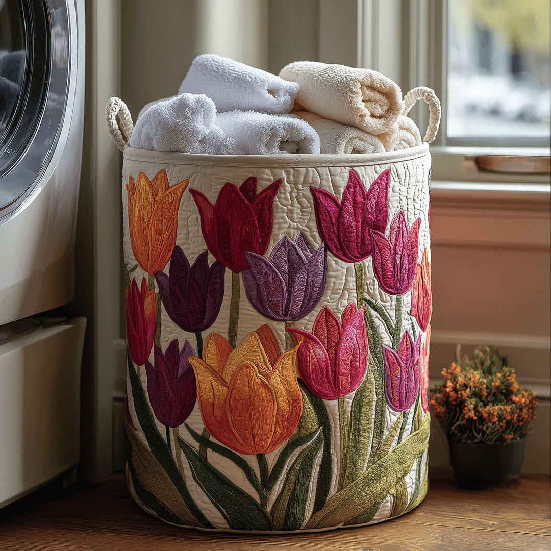 Encarnita | Cesto de Ropa Acolchado Tulipán