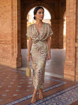 Kristen | Vestido midi de lino y seda en tono cobre