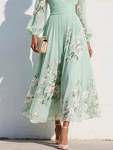 Racheal | Vestido midi floral verde menta