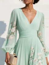 Racheal | Vestido midi floral verde menta