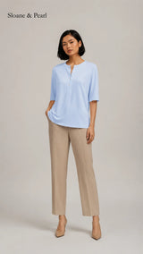 Liana | Top Henley de algodón con detalle de botones