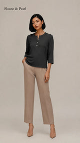 Liana | Top Henley de algodón con detalle de botones