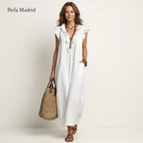 Edelweis | Vestido Maxi Lino con Volantes