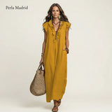 Edelweis | Vestido Maxi Lino con Volantes