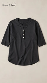 Liana | Top Henley de algodón con detalle de botones