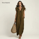 Edelweis | Vestido Maxi Lino con Volantes