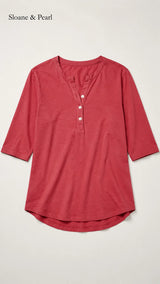 Liana | Top Henley de algodón con detalle de botones