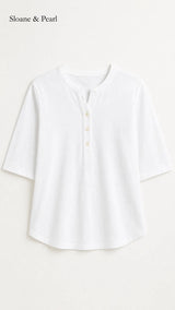 Liana | Top Henley de algodón con detalle de botones