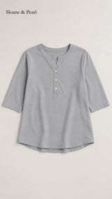Liana | Top Henley de algodón con detalle de botones