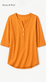 Liana | Top Henley de algodón con detalle de botones