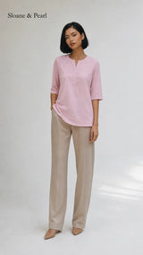 Liana | Top Henley de algodón con detalle de botones